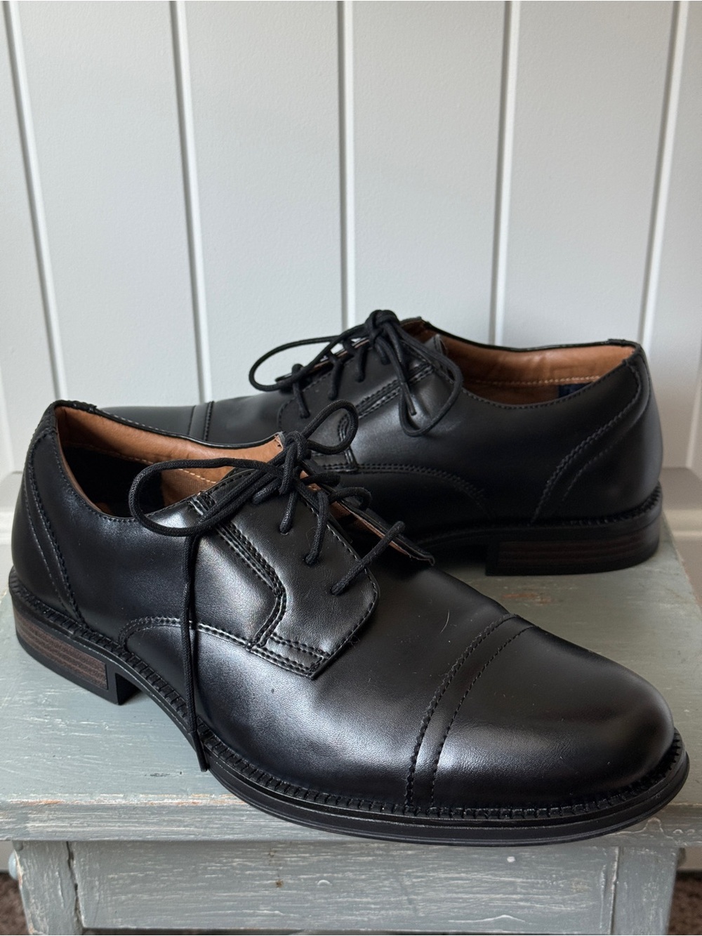 Dockers Men’s George Dress Cap Toe Oxford Black Faux Leather Size 8.5